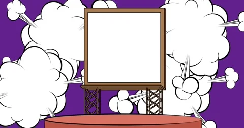 Comic Book podium with Billboard animation Stock Footage 313094656