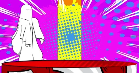 Comic Book podium with ghost Stock Footage 287667768