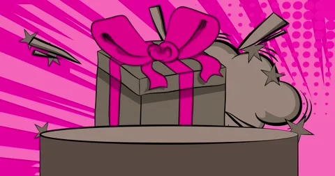 Comic Book podium with gift box video Stock Footage 295241835