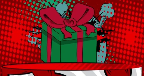 Comic Book podium with gift box animation Stock Footage 295241843