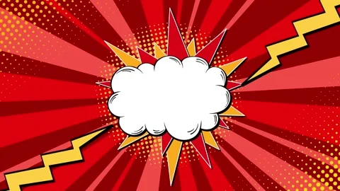 Comic book pop art background animation with red burst rays, exploding star.. Video stock 333486122