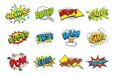 Comic Book Pop Art Word Graphic Set Collection イラスト素材
