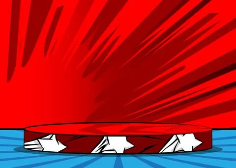 Comic Book Product podium stage for mockup presentation. Comics abstract sc.. Stock-Illustration