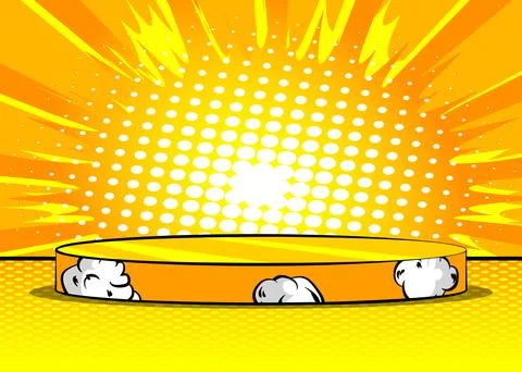 Comic Book Product podium stage for mockup presentation. Comics abstract sc.. Illustrazione stock