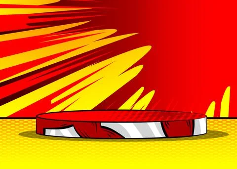 Comic Book Product podium stage for mockup presentation. Comics abstract sc.. Stock-Illustration