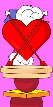 Comic Book Product podium stage for mockup presentation with Arrow Heart. R.. Stock Illustration