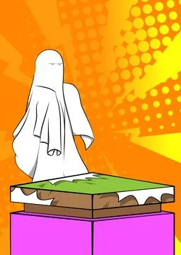 Comic Book Product podium stage for mockup presentation with Ghost. Retro c.. Stock Illustration