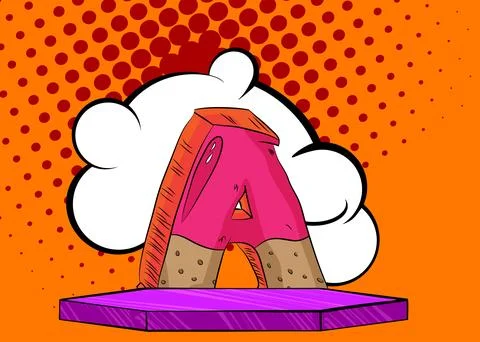 Comic Book Product podium stage for mockup presentation with Letter A. Retr.. Stock Illustration