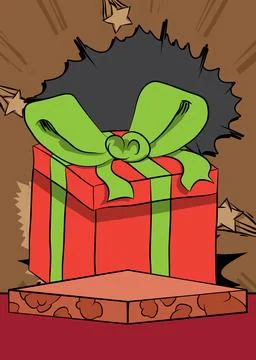 Comic Book Product podium stage for mockup presentation with Gift Box. Retr.. 스톡 일러스트