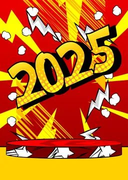 Comic Book Product podium stage for mockup presentation with 2025. Retro co.. Stock Illustration