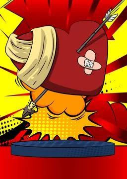 Comic Book Product podium stage for mockup presentation with Broken Heart. .. Stock Illustration
