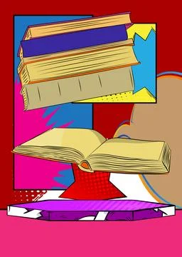 Comic Book Product podium stage for mockup presentation with Book. Retro co.. Stock Illustration