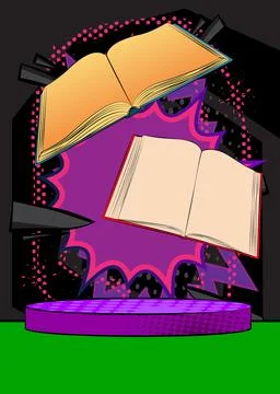 Comic Book Product podium stage for mockup presentation with Book. Retro co.. Stock Illustration