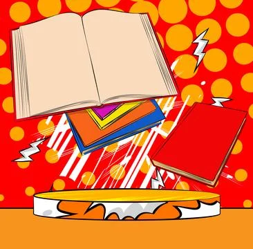 Comic Book Product podium stage for mockup presentation with Book. Retro co.. Stock Illustration