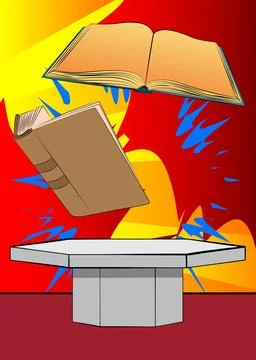 Comic Book Product podium stage for mockup presentation with Book. Retro co.. Stock Illustration