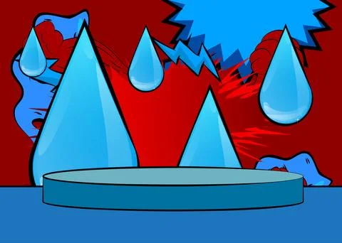 Comic Book Product podium stage for mockup presentation with Water Drop. Re.. Stock Illustration