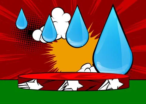 Comic Book Product podium stage for mockup presentation with Water Drop. Re.. Stock Illustration