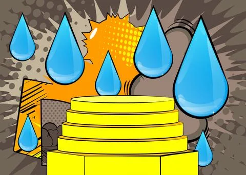 Comic Book Product podium stage for mockup presentation with Water Drop. Re.. Stock Illustration