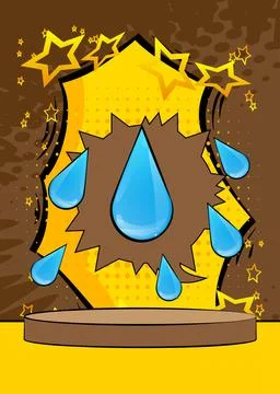 Comic Book Product podium stage for mockup presentation with Water Drop. Re.. Stock Illustration