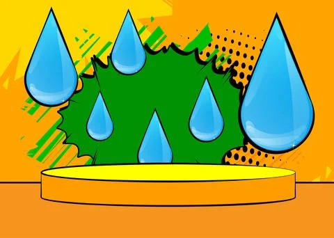 Comic Book Product podium stage for mockup presentation with Water Drop. Re.. Stock Illustration