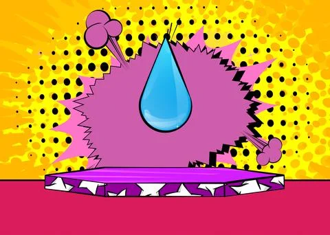 Comic Book Product podium stage for mockup presentation with Water Drop. Re.. Stock Illustration