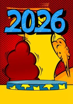 Comic Book Product podium stage for mockup presentation with 2026. Retro co.. Stock Illustration