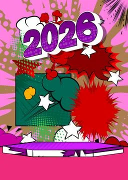 Comic Book Product podium stage for mockup presentation with 2026. Retro co.. Stock Illustration