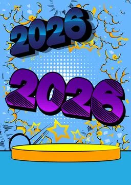 Comic Book Product podium stage for mockup presentation with 2026. Retro co.. Stock Illustration