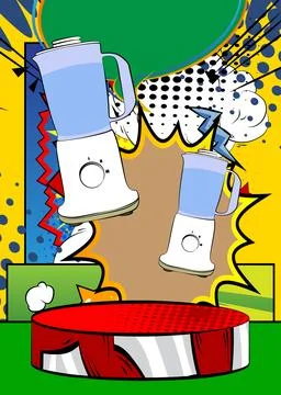 Comic Book Product podium stage for mockup presentation with Food Blender. .. Stock Illustration