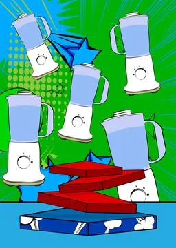 Comic Book Product podium stage for mockup presentation with Food Blender. .. Stock Illustration