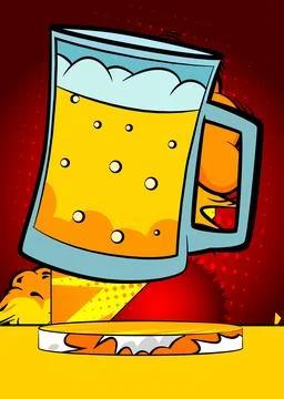 Comic Book Product podium stage for mockup presentation with Beer glass. Re.. Stock Illustration