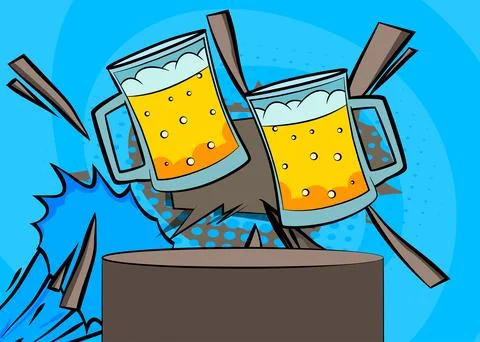 Comic Book Product podium stage for mockup presentation with Beer glass. Re.. Stock Illustration