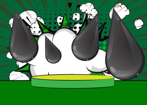 Comic Book Product podium stage for mockup presentation with Oil Drop. Retr.. Stock Illustration