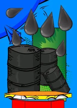 Comic Book Product podium stage for mockup presentation with Oil Barrel and.. Stock Illustration