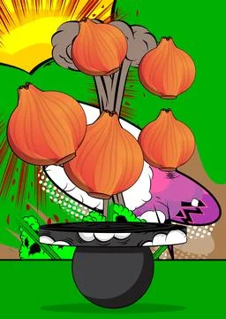 Comic Book Product podium stage for mockup presentation with Onion. Retro c.. 스톡 일러스트