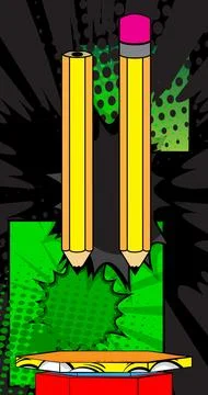 Comic Book Product podium stage for mockup presentation with pencil. Retro .. 스톡 일러스트