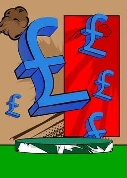 Comic Book Product podium stage for mockup presentation with English Pound .. 스톡 일러스트