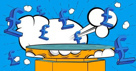 Comic Book Product podium stage for mockup presentation with English Pound .. 스톡 일러스트