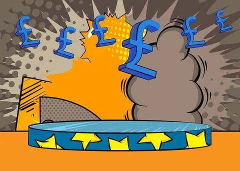 Comic Book Product podium stage for mockup presentation with English Pound .. 스톡 일러스트