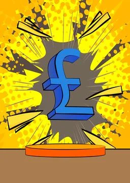 Comic Book Product podium stage for mockup presentation with English Pound .. 스톡 일러스트