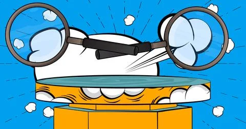 Comic Book Product podium stage for mockup presentation with Magnifying gla.. 스톡 일러스트
