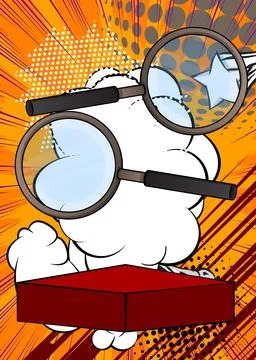 Comic Book Product podium stage for mockup presentation with Magnifying gla.. 스톡 일러스트