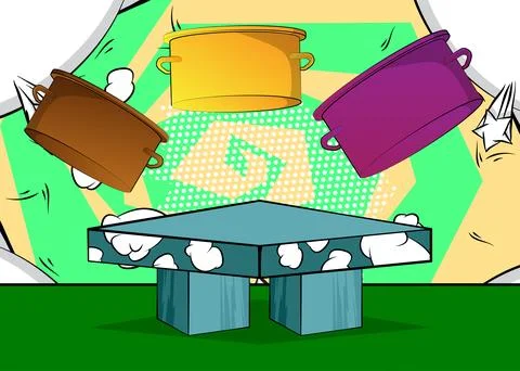 Comic Book Product podium stage for mockup presentation with Kitchen Pot. R.. Stock-Illustration