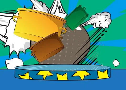 Comic Book Product podium stage for mockup presentation with Kitchen Pot. R.. Stock-Illustration