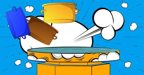 Comic Book Product podium stage for mockup presentation with Kitchen Pot. R.. Stock-Illustration