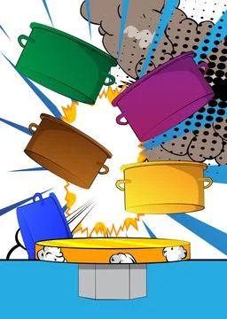 Comic Book Product podium stage for mockup presentation with Kitchen Pot. R.. Stock-Illustration