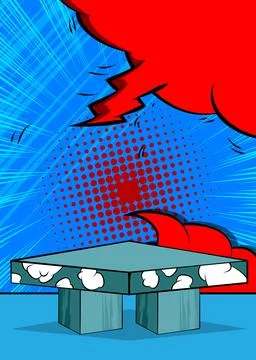 Comic Book Product podium stage for mockup presentation. Retro comics backg.. Stock Illustration