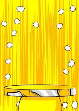 Comic Book Product Presentation Scene. Advertising podium. Pop art stage fo.. Stock Illustration