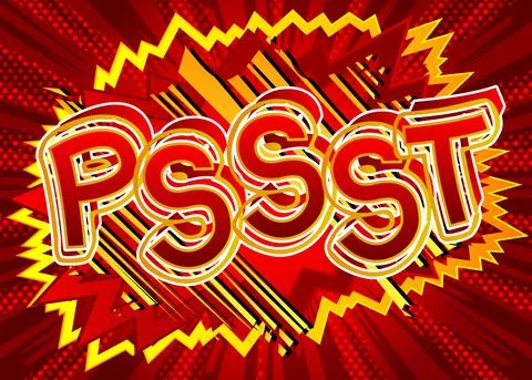 Comic book Pssst word effect on bright  abstract background. Vector cartoon i Stockillustratie