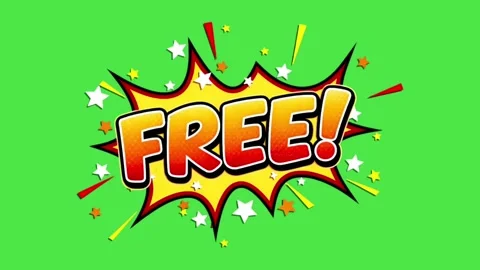 Comic Book &amp;quot;Free&amp;quot; Text Explosion Animation on Green Screen Vídeos de archivo 335285503